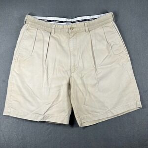 Polo Golf Men Shorts 100% Cotton 36 Khaki Pleated Chino Preppy‎ Classic Fit